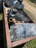 Metal Crate full of Misc Car Pars, Jack Stands, Saws