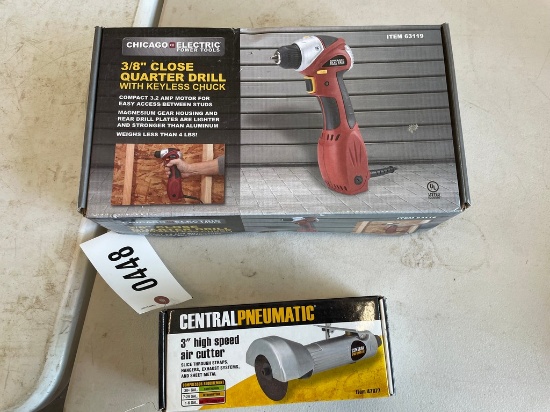 Chicago Electric 3/8 close Quarter drill & 3" air cutter