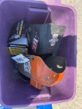 Tote of Welding helmets,welding roods,spray gun