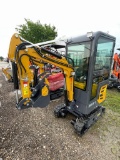 New 2024 AGT DM13-C closed Cab mini Excavator 13.5 hp Briggs Gas Engine, hydraulic Thumb & Swing Boo