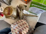 Budweiser clock& 2 coors glass plates,schlitz antique light