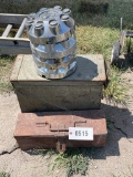 Metal Box & 4 Dodge 8 Lug hub caps