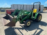 John Deere 4310 4WD Diesel tractor Hydro Stat Trans Front loader attachment with bucket 1946 hrs run