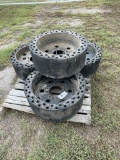 Set of Solid Skid Steer Tires & Wheels