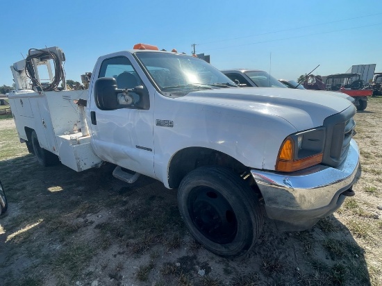 1999 Ford F550 2WD Stanard Trans 7.3 Power stroke shows 330K runs Utility bed crane & compressor bot