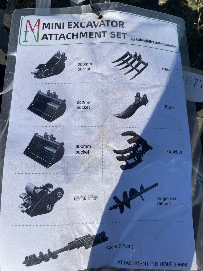 Miva 9 Pc Mini Excavator Attachment Bundle