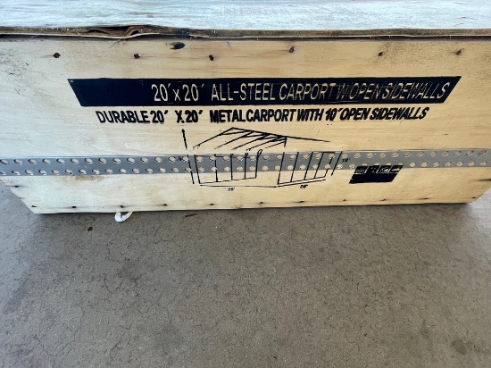 New 20x20' All steel Car port with 10' Open sidewalls