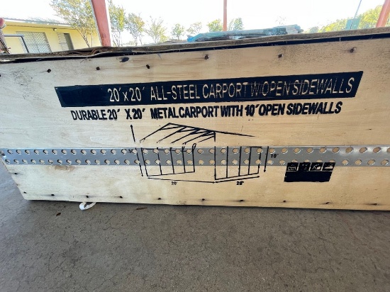 New 20x20' All steel Car port with 10' Open sidewalls