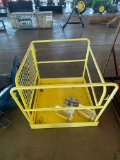 Men lift basket w/ casters