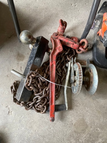 Hitch,chain,boomer,crow bar,sledge hammer,tire wrenches