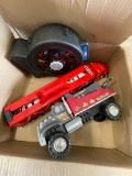 2 Hot wheels carriers with cars and tonka truck