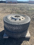 2-295/75R22 on wheels,1 wheel aluminum