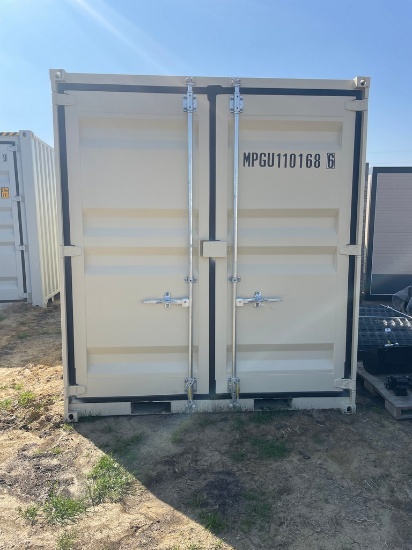 10x7  storage container with side door & window tan
