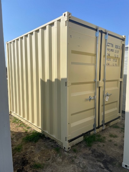 10x7 storage container with side door & window tan