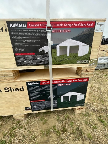 1-All Metal 33'x25' Double Garage Steel Barn shed