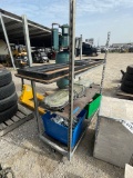 Alluminum Cart with safety glasses & misc