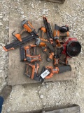 Pallet of misc ridgid power tools unknown condition/parts
