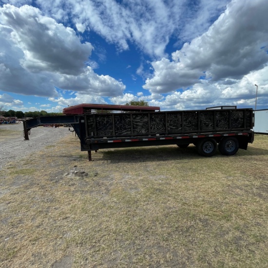 1999 20' Gooseneck Drop Side And Tailgate, single wheel 7K Axles Gooseneck trailer BILL OF SALE ONLY