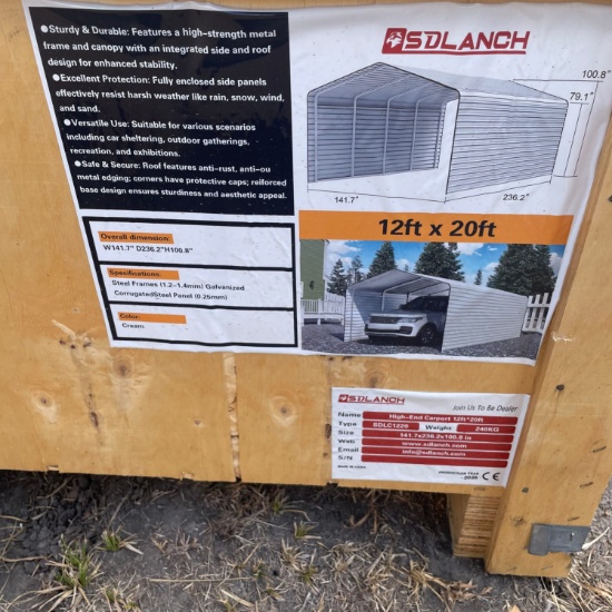 SDLANCH 12x20 High End Carport with enclosed side walls
