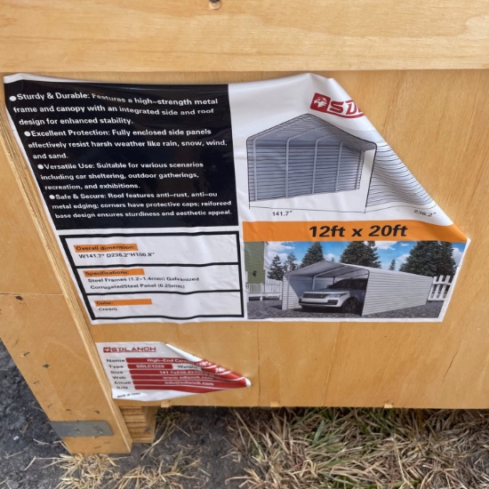 SDLANCH 12x20 High End Carport with enclosed side walls
