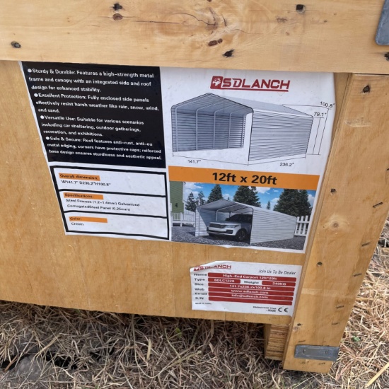 SDLANCH 12x30 High End Carport with enclosed side walls