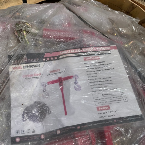New Land Honor 5400 lb Ratchet Binders & G70 chains,8 binders,16-20ft. Chains