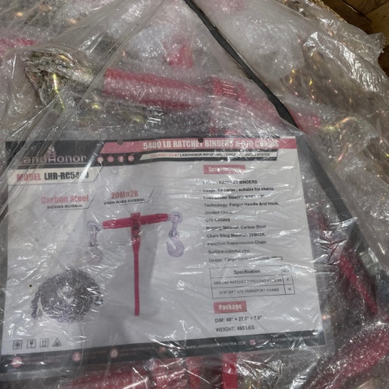 New Land Honor 5400 lb Ratchet Binders & G70 chains,8 binders,16-20ft. Chains