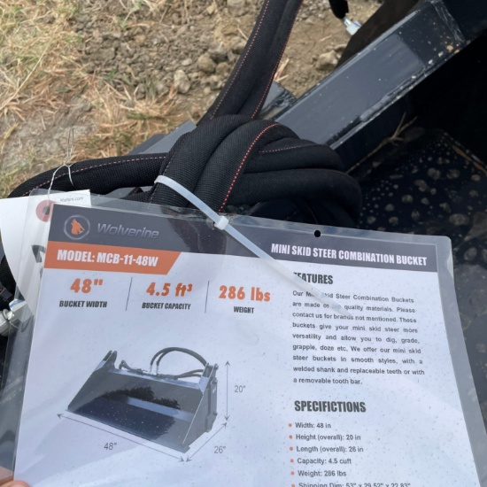 New Wolverine 48" Mini Skid Combination Bucket