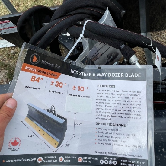 New Wolverine 84" Skid Steer 6 Way Dozer Blade