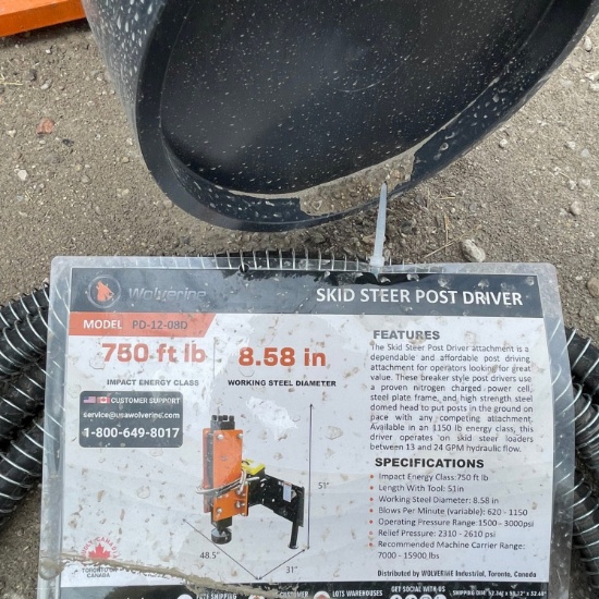New Wolverine skid steer post driver