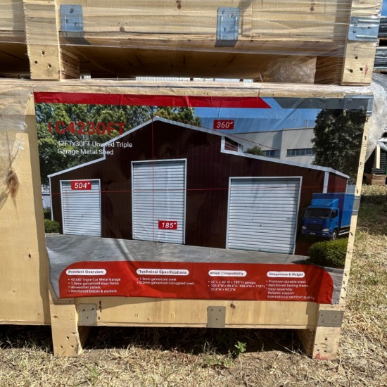 New SDLANCH 42x30 Triple Garage metal shed