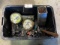 Box of Misc. Welding Rods, Brazing Rods, Gate Wheels, Gate Latch, RotoZip