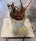 Bucket of Antique Tools and Desk