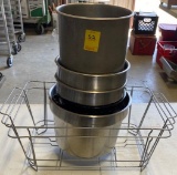 Lot of 2 Chafing Pan Racks & Misc. Mixing Bowls