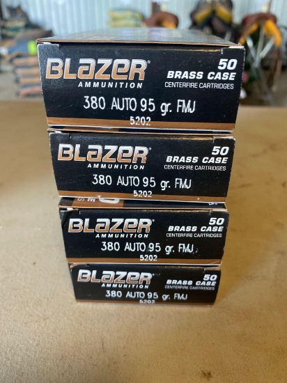 4 Boxes of Blazer 380 Auto 95 Gr. FMJ Bullets