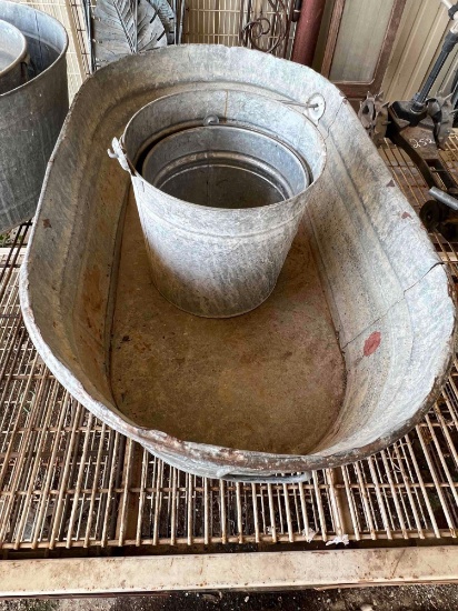 Lot of Wash Tub Basin and Water Pales
