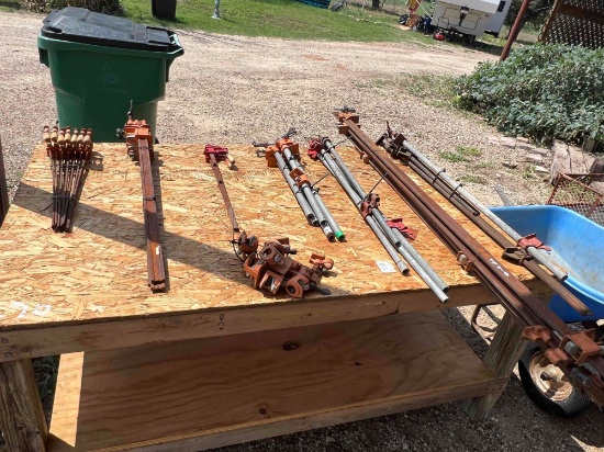 Lot of Bar Clamps and Bench