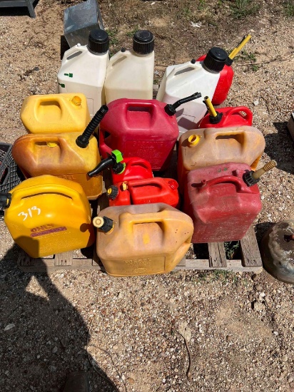 Pallet of Gas Cans and Diesel Cans