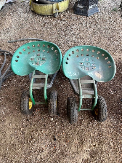 Lot of 2 Garden Stools on Wheels