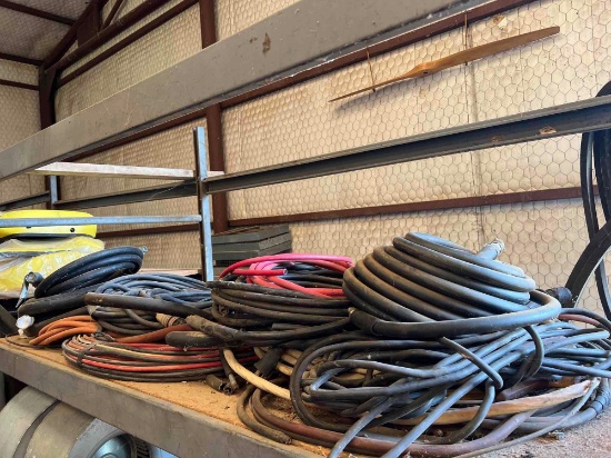 Shelf Full of Misc. Wire, Air Hose, etc.