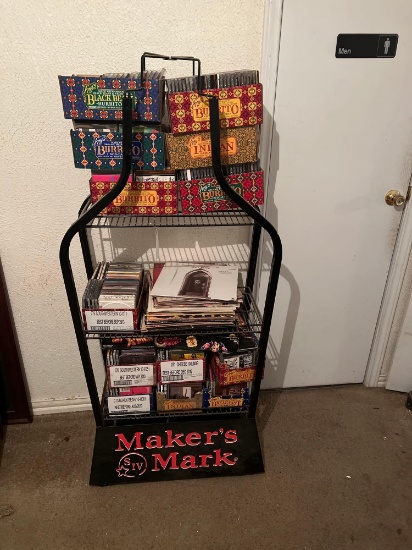 Makers Mark Rack with Misc. CD's and Records