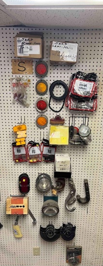 Lot of Misc. Tail Lights, Tow Hooks, Right and Left Side of Jeep Lights, Rubber Garments, etc.