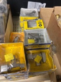 Lot of Misc. Water Cut off Valves, Galvanized Steel Pipe Support Brackets, Brass Unions, etc.