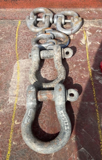 Lot of 2 Large Clevises and 3 Chain Tie Downs
