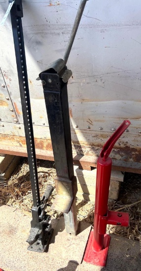 Lot of 3 Jacks - 1 Highlift Jack, 1 Trailer Jack, and 1 Homemade House Moving Jack