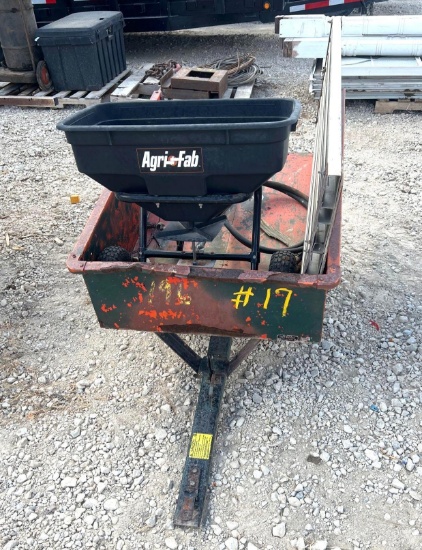 Small Pull Behind Utility Cart with Agri Fab Fertilizer Spreader and Aluminum Ramp