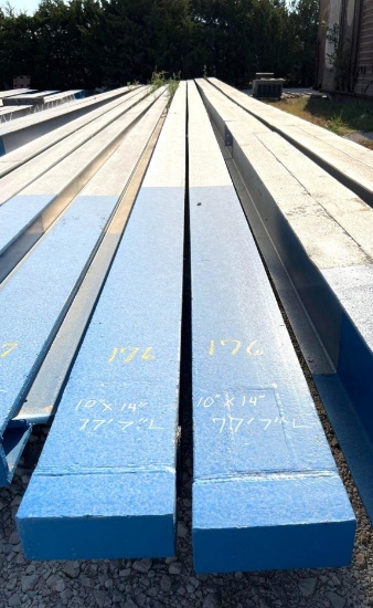 Set of Metal Beams - 10 in x 14 in x 77 ft 7 in long
