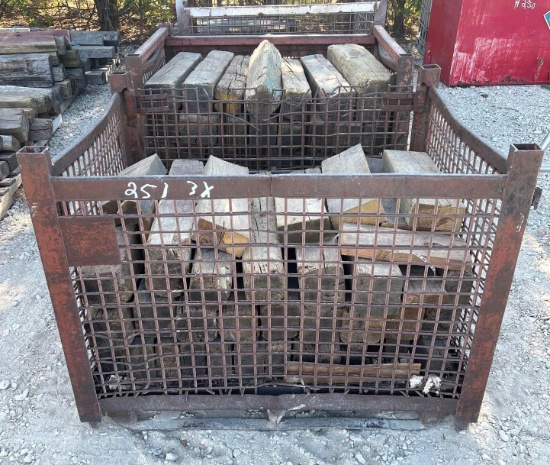 3 Metal Crates Full of Wood Cribbing Blocks