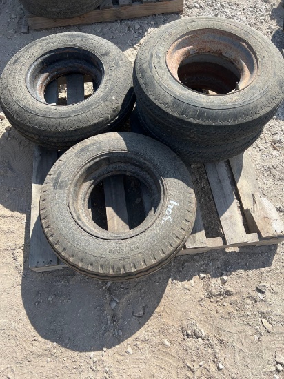 Pallet of Trailer House Tires and Wheels