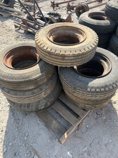Pallet of Trailer House Tires and Wheels